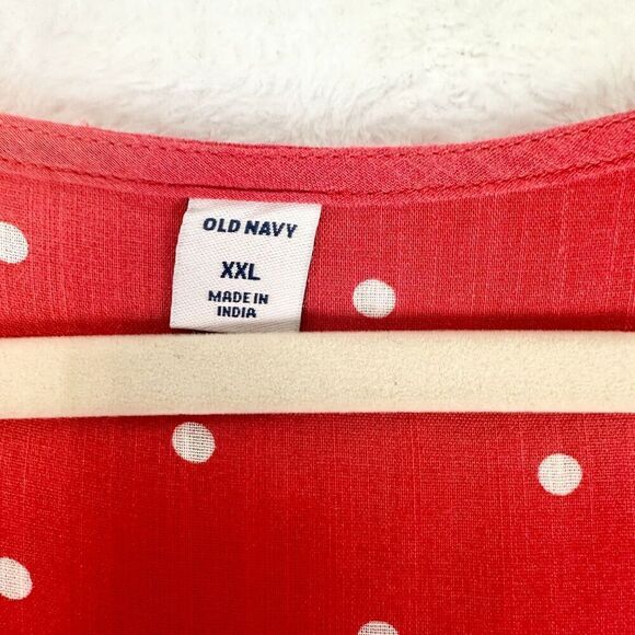 Old Navy Surplice Wrap Front Midi Dress Red Dots Size XXL NWT Tie Waist - Picture 11 of 13